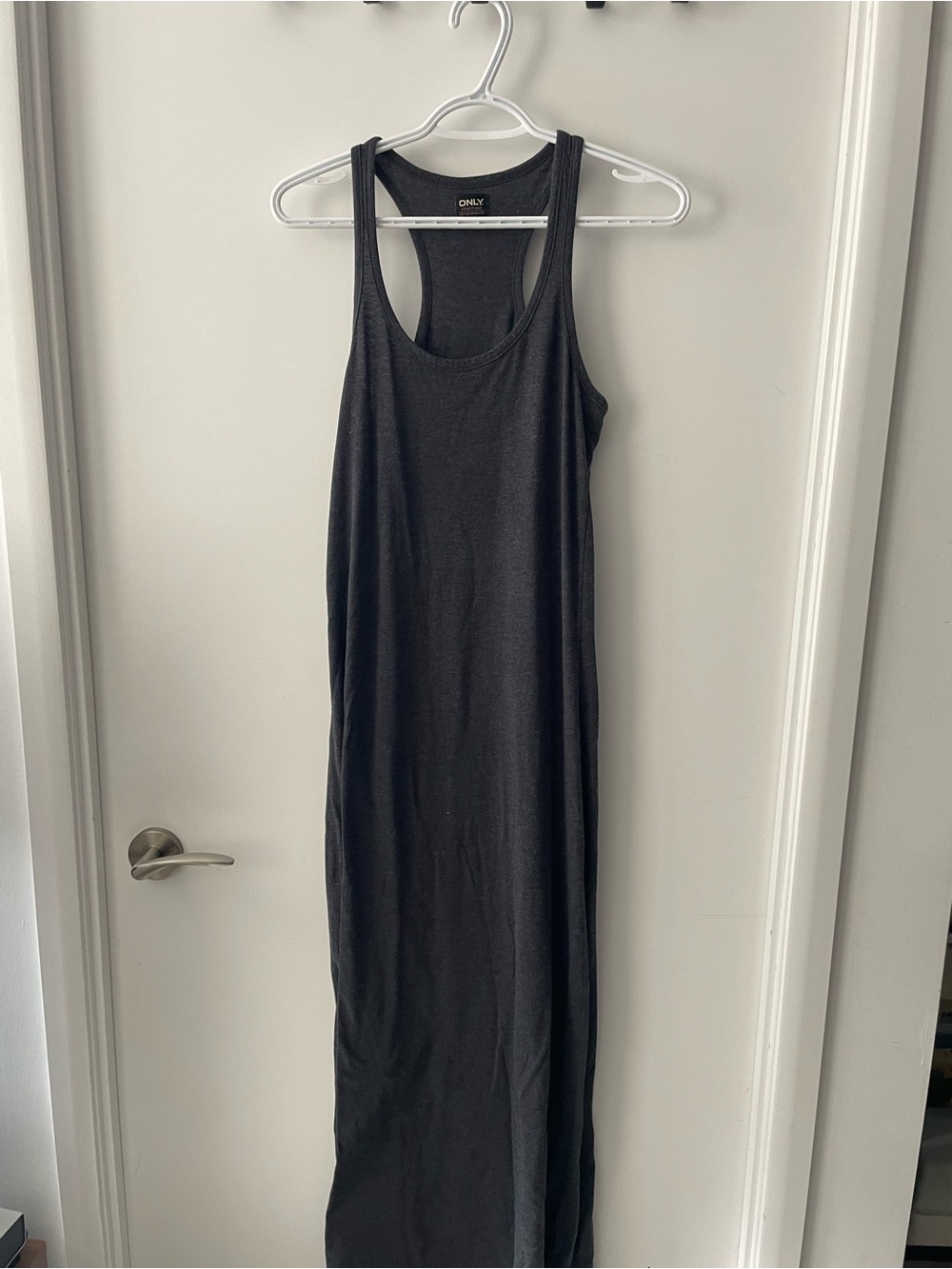 Only Grey Cotton Racerback Maxi Tank Dress
